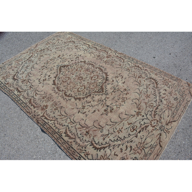 Tapis rétro, tapis géométrique, tapis turc, tapis de 4,8 pi x 7,5 pi, tapis vert, tapis de cuisine