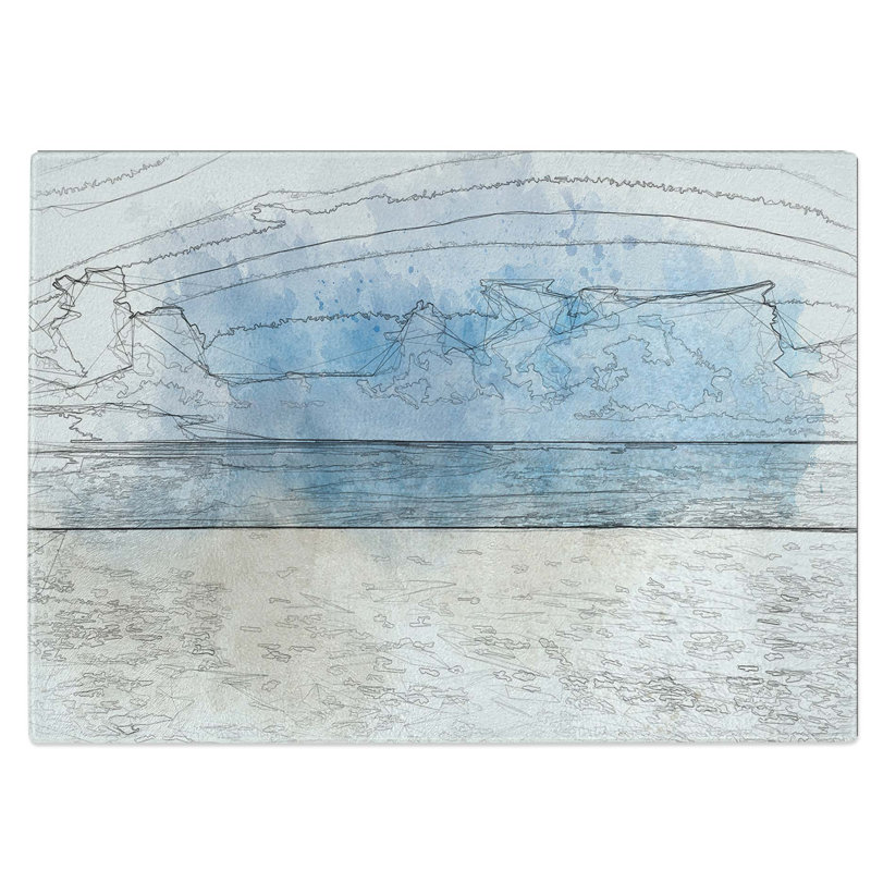 Tempered Glass Beach in Mexico Chopping Board, 39 cm W x 28.5 cm L