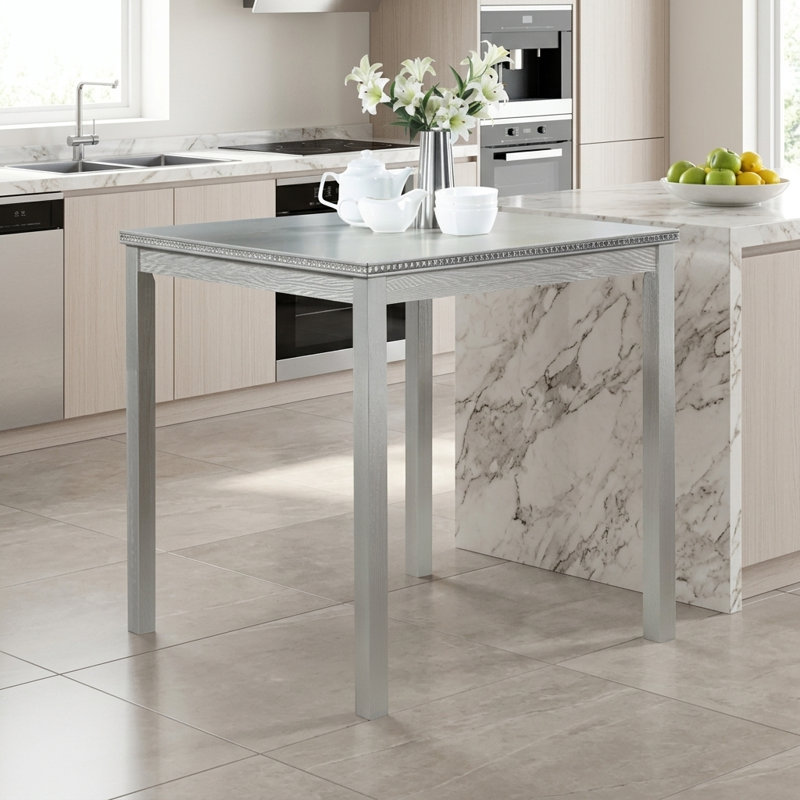 Table de salle à manger à hauteur de comptoir carrée en bois, table de cuisine robuste pour 4 personnes avec bords décoratifs, plateau de table lisse et imperméable, mobilier de salle à manger polyvalent facile à assembler