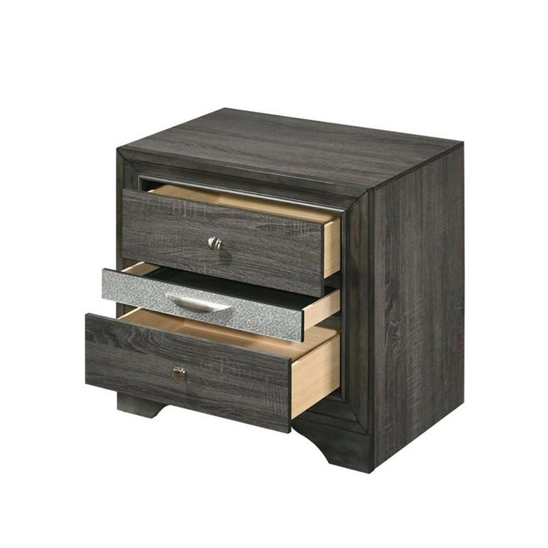 2 tiroirs et 1 table de chevet à bijoux, Gris