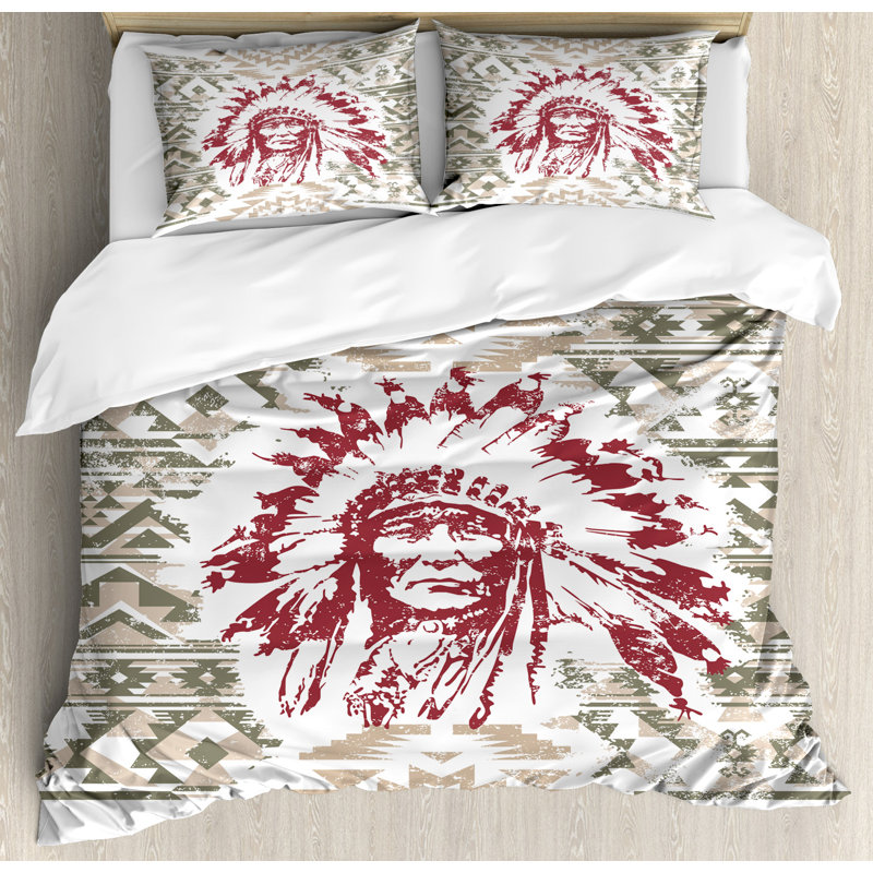 Native American Eclectic Polyester Geometric Shapes Duvet Cover, King
