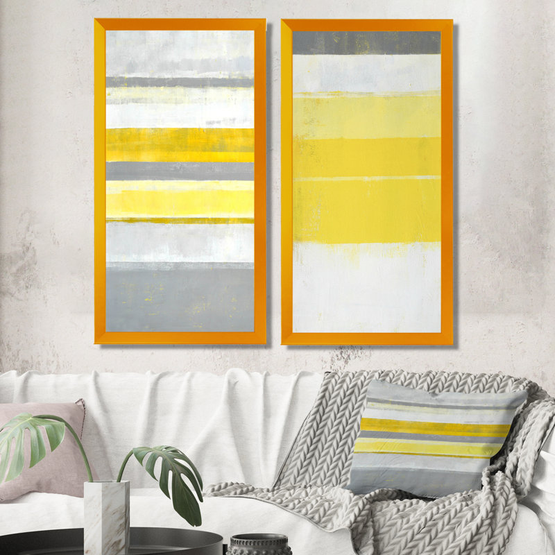Colorfields in Shades of Grey and Yellow VII - Ensemble de 2 photographies sur toile, H 32 po x l 32 po x P 1 po
