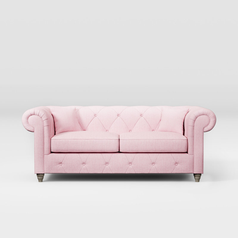 Ellrich 3 Seater Sofa, Pink, Washed Oak