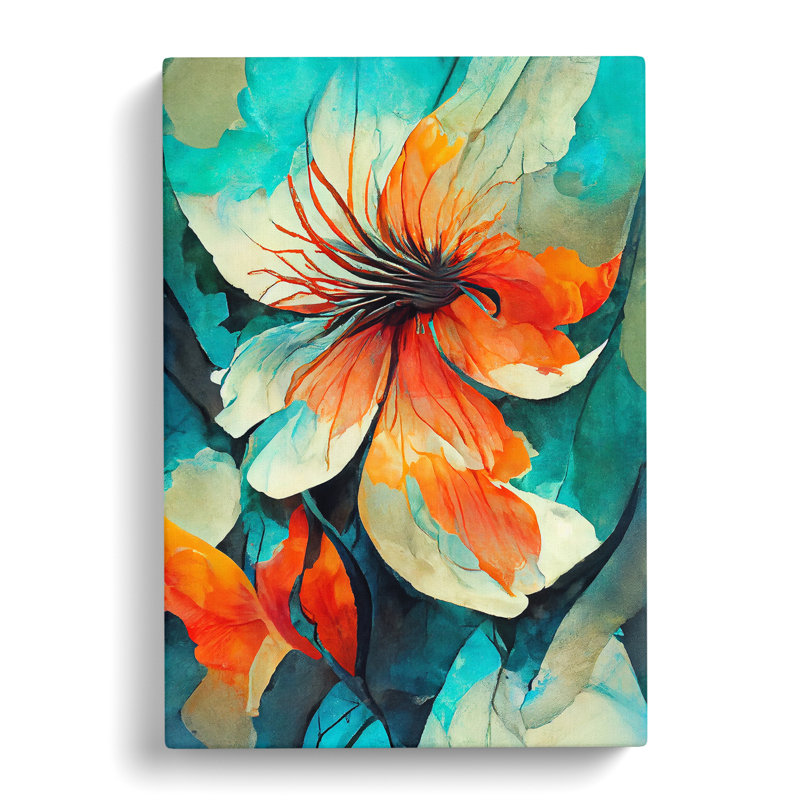 Pretty Abstract Floral No.5 - Wall Art, Wrapped Canvas, 50cm H x 35cm W, No Matte