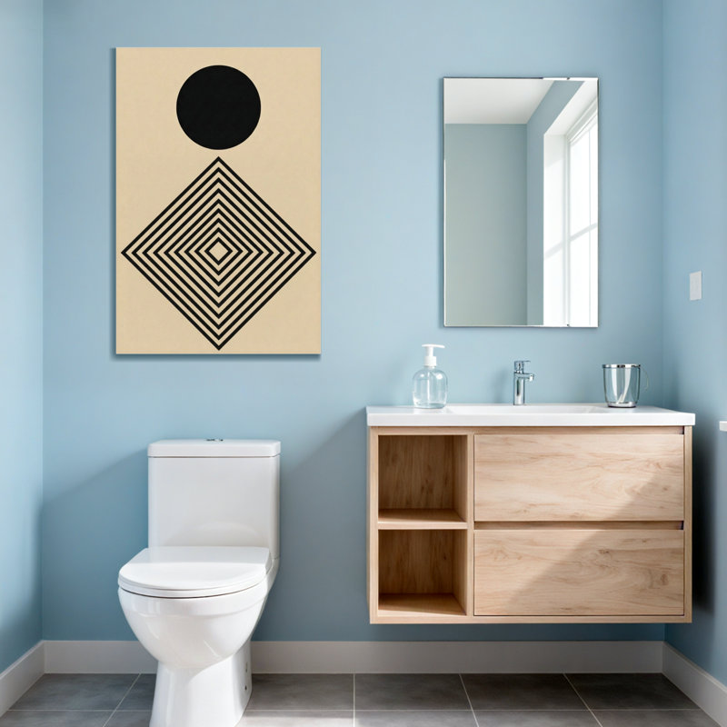 Fashion Black Circle Above Concentric Diamond Pattern, 20" H x 30" W