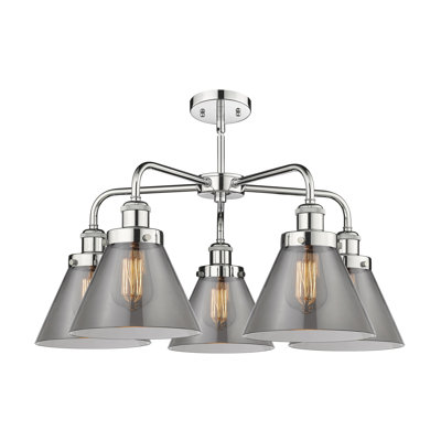 Cone 5 Light Stem Hung Chandelier