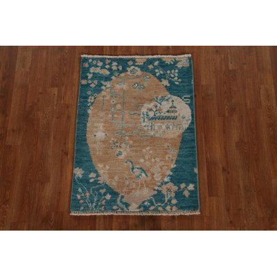 Tapis brun en laine noué à la main de conception unique nouvel âge 2 pi 1 po x 2 pi 11 po Rhiad
