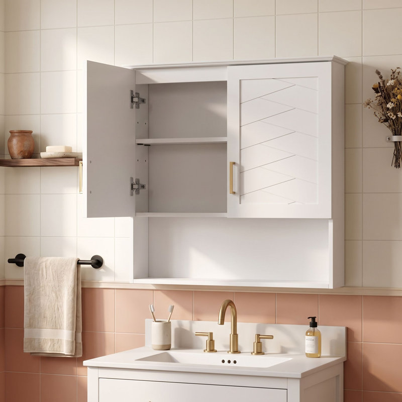 30 in. Wall-Mounted Medicine Cabinet with Adjustable Shelf, Open Shelve and Bathroom Storage Cabinet