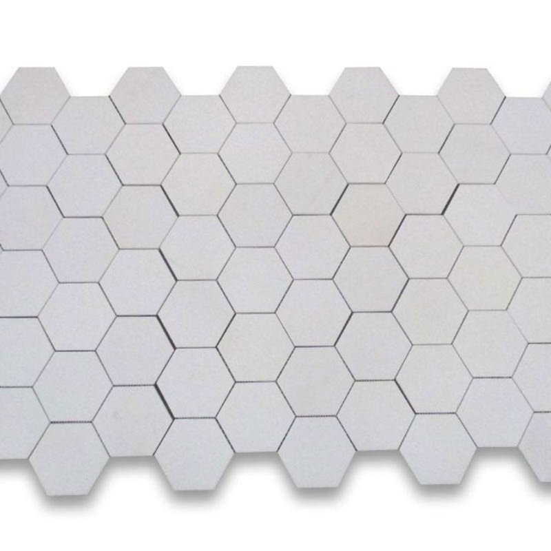 Carreau de mosaïque pour mur et plancher 2 po x 2 po Honeycomb, Blanc poli