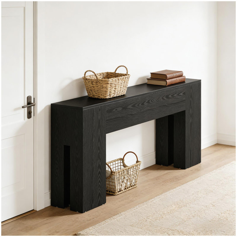 Foyer Table,Console Table,Wooden Hallway Table, Black