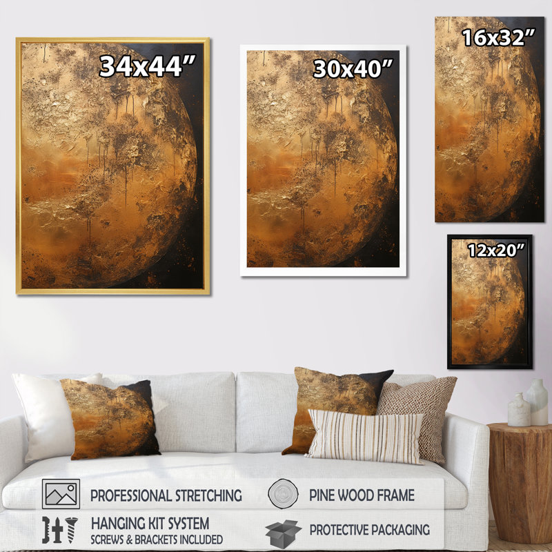 " Bronze Moon Beam ", Gold Picture Frame, 32" H x 24" W x 1" D