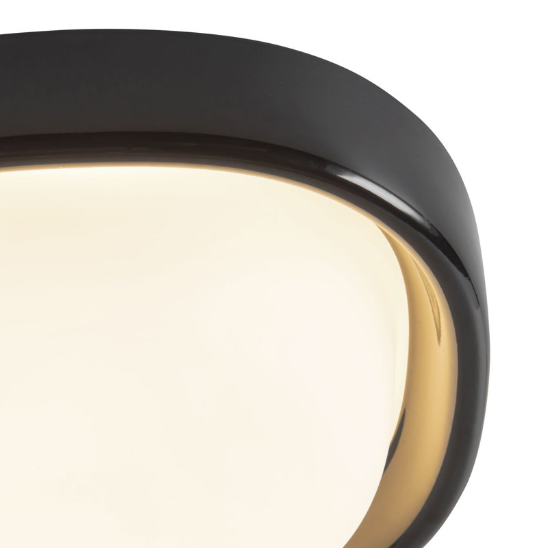 Pebble 8-in Silver dimmable LED Flush Mount, Matte Black
