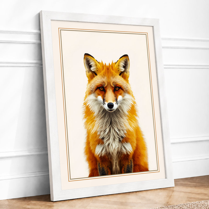 Fox Portrait Boho - Framed Print, A3 - 42.0 x 29.7 cm, White