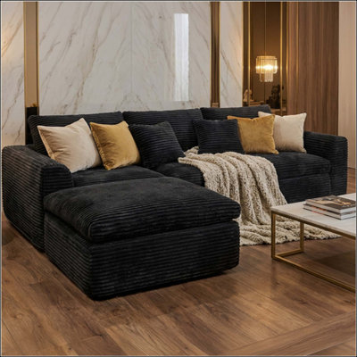 108 Inch Modular Sectional Sofa, High Resilience 30 Density Foam Couch with Double-Layer Cloud Cushions, Multi-Configuration Reversible Chaise Sofa, No Assembly Required for Living Room Apartment