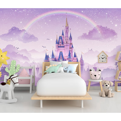 Princess Castle Wall Graphics Peel And Stick Girl Room Wallpaper Nursery Self Adhesive Removable Nursery Wall Decor Mural 718RS (Peel-N-Stick) RS718