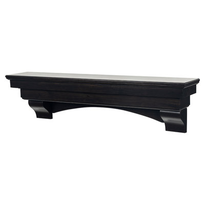 Salem 60" Floating Pine Wood Fireplace Mantel Shelf with Arched Corbels - Coffee Bean Finish