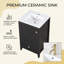 Meuble-lavabo autoportant de 51 cm (20 po) en MDF noir avec lavabo simple, porte à fermeture amortie et tiroir de rangement-558216881