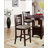 Counter Height 5-Piece Dining Set – Round Table with Leaf, 4 Upholstered Side Chairs, Solid Wood & Veneer