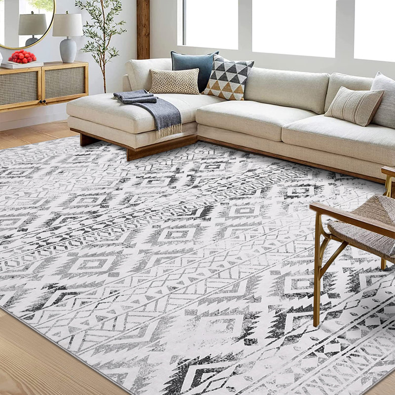Lenix Washable Geometric Indoor Rug, Rectangle 9' x 12'