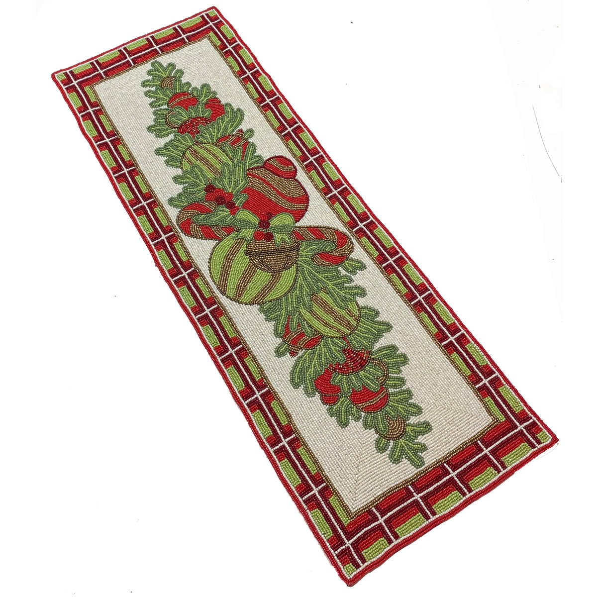 The Holiday Aisle® Bells Plaid Beaded Table Runner | Wayfair