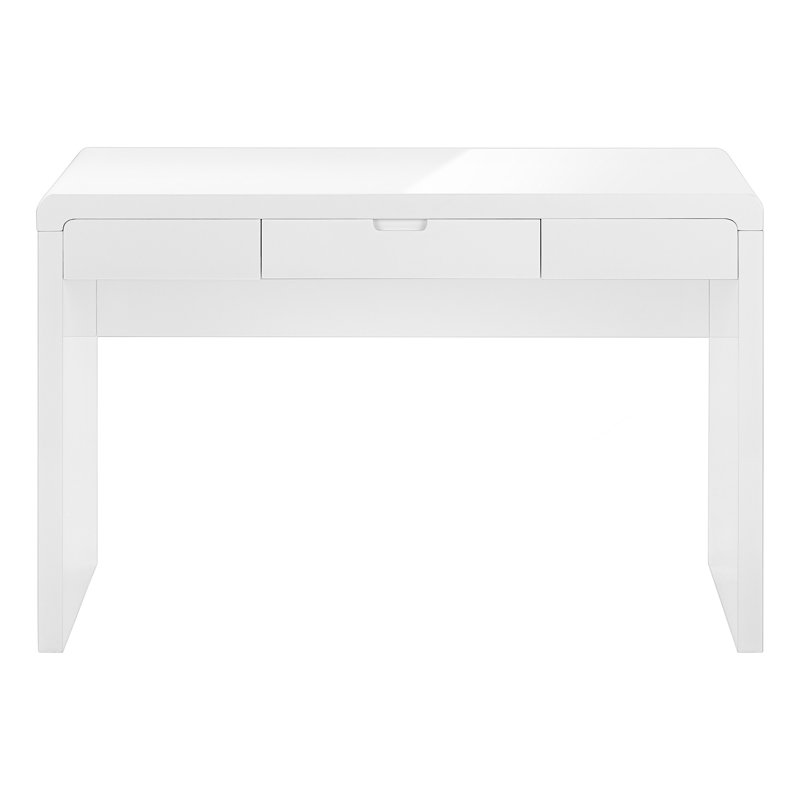 Bureau d'ordinateur moderne avec tiroirs de rangement pour le bureau personnel, poste de travail pour ordinateur portable au design contemporain épuré.