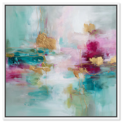 «Golden Veins II», reproduction d'art sur toile encadrée par Art Remedy, cadre blanc, 12 x 12