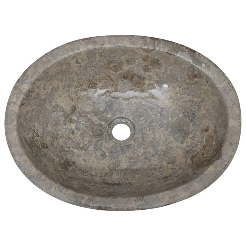 VidaXL Marble Circular Bathroom Sink, Gray