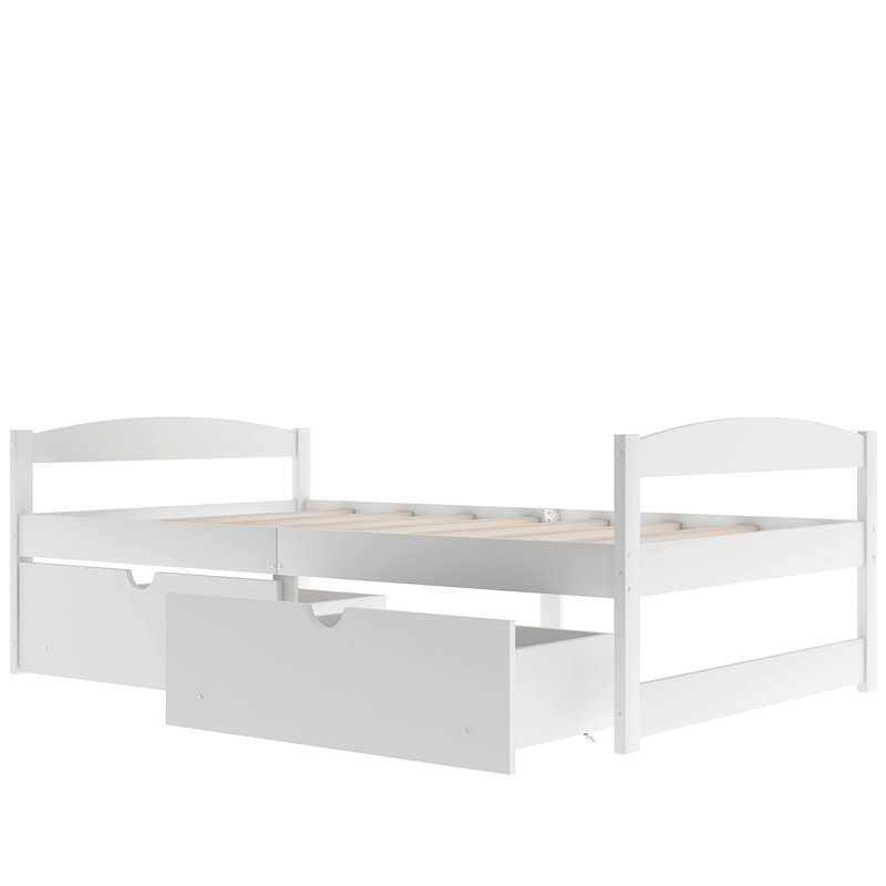 Lit plateforme avec deux tiroirs, Blanc