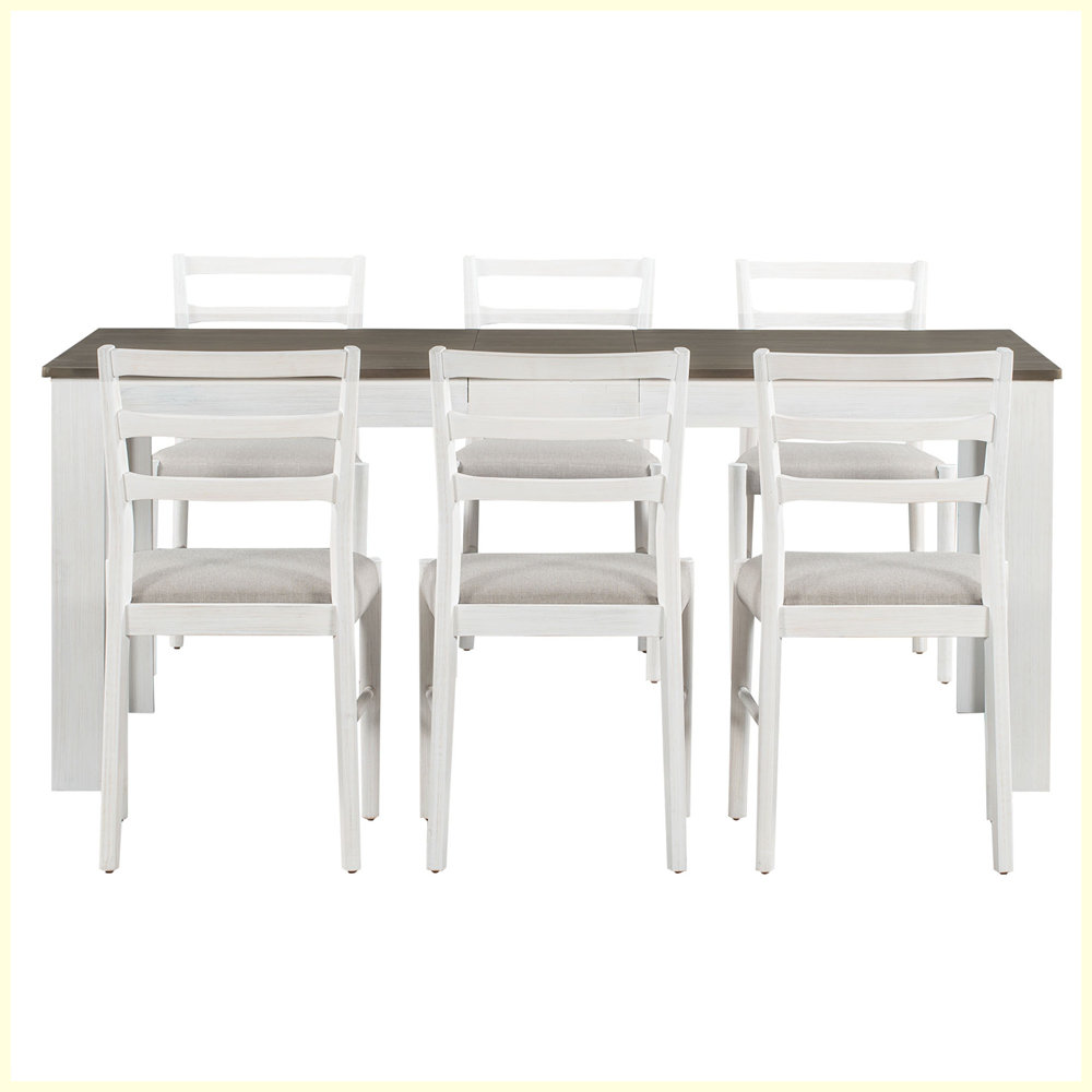 Ophelia & Co. 7-Piece Wooden Dining Table Set with Mutifunctional ...