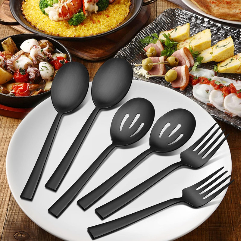 46-piece Matte Black Silverware Set