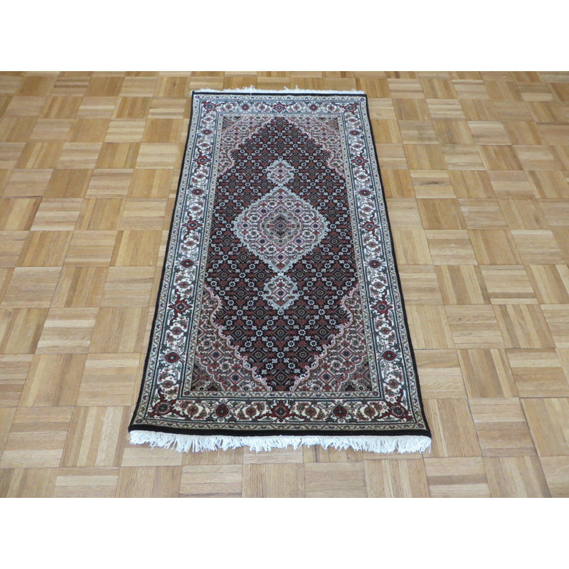 Tapis de zone en laine rectangulaire 2 pi 7 po x 4 pi 9 po one-of-kind à la main noué la Beaton