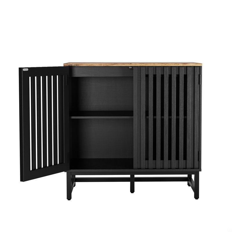 Cabinet With Slatted Grille Striped Door
