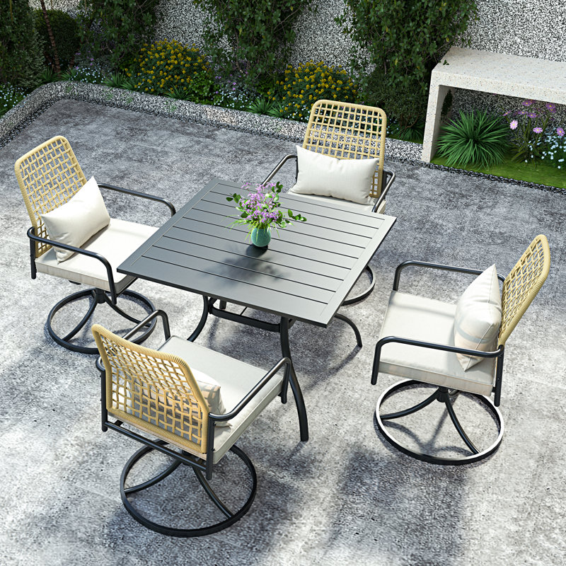 Table de salle à manger pour 4 personnes 37 "avec chaises pivotantes et coussins 37"