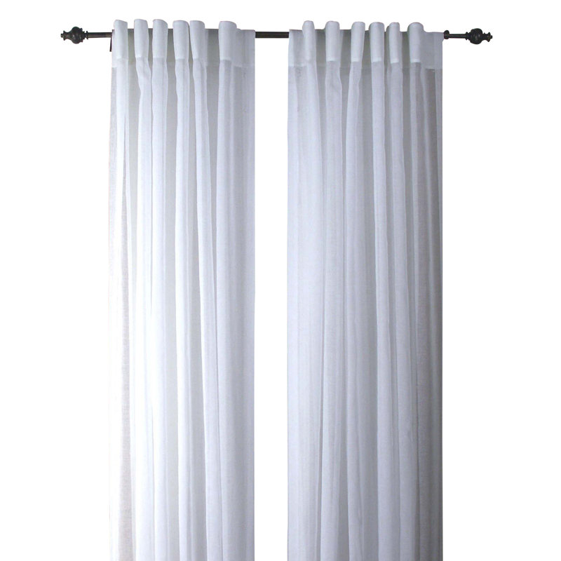 Aonan Solid Semi-Sheer Wanda Pleat Curtain Panels, 52" W x 96" L, White