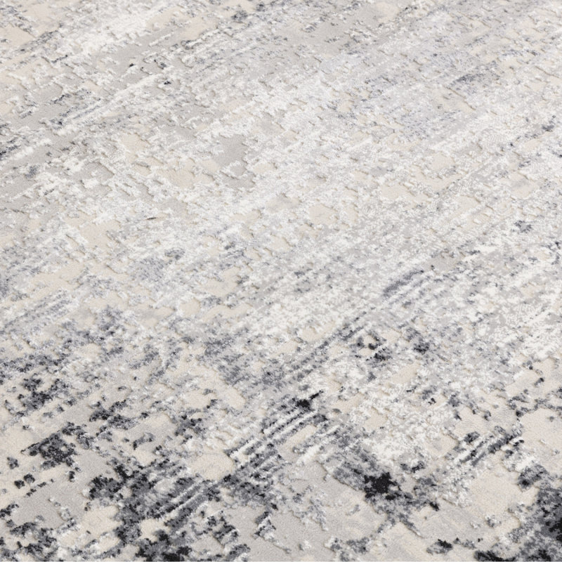 Grey Luxurious Modern Easy To Clean Abstract Rug For Living Room, Bedroom, Rectangle 200 x 290cm