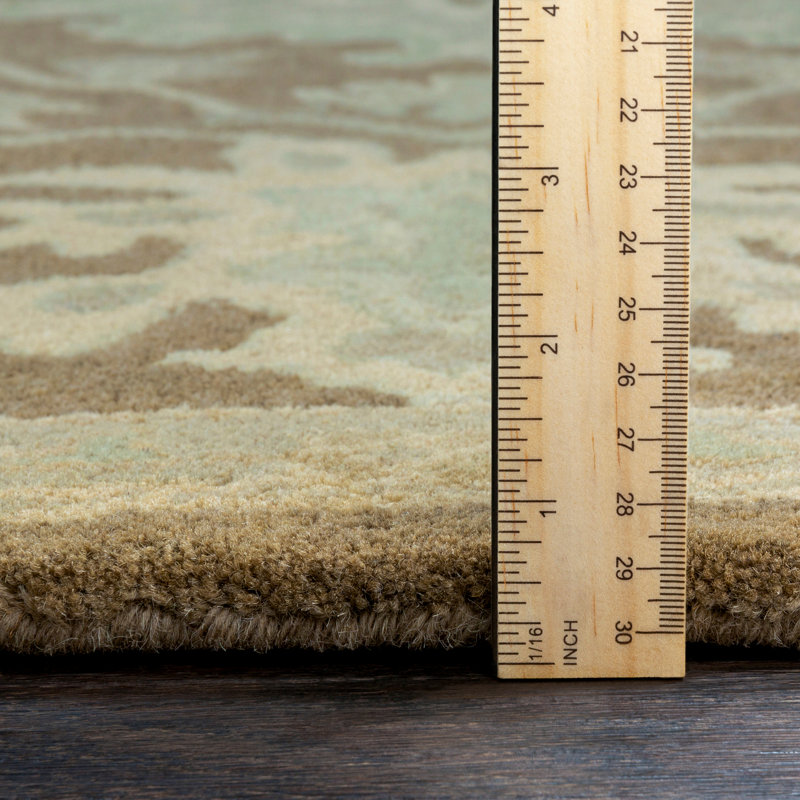 Gurusharan Oriental Hand-Tufted Wool Taupe/Beige/Brown Area Rug, Oval 6' x 9'
