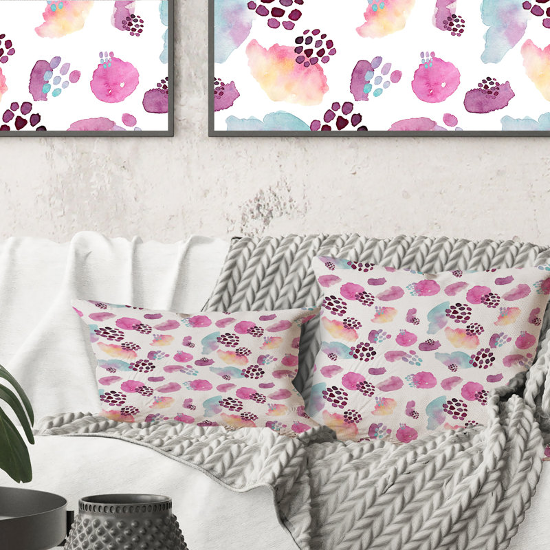 Coussin décoratif à motif rétro en mauve et rouge II 1