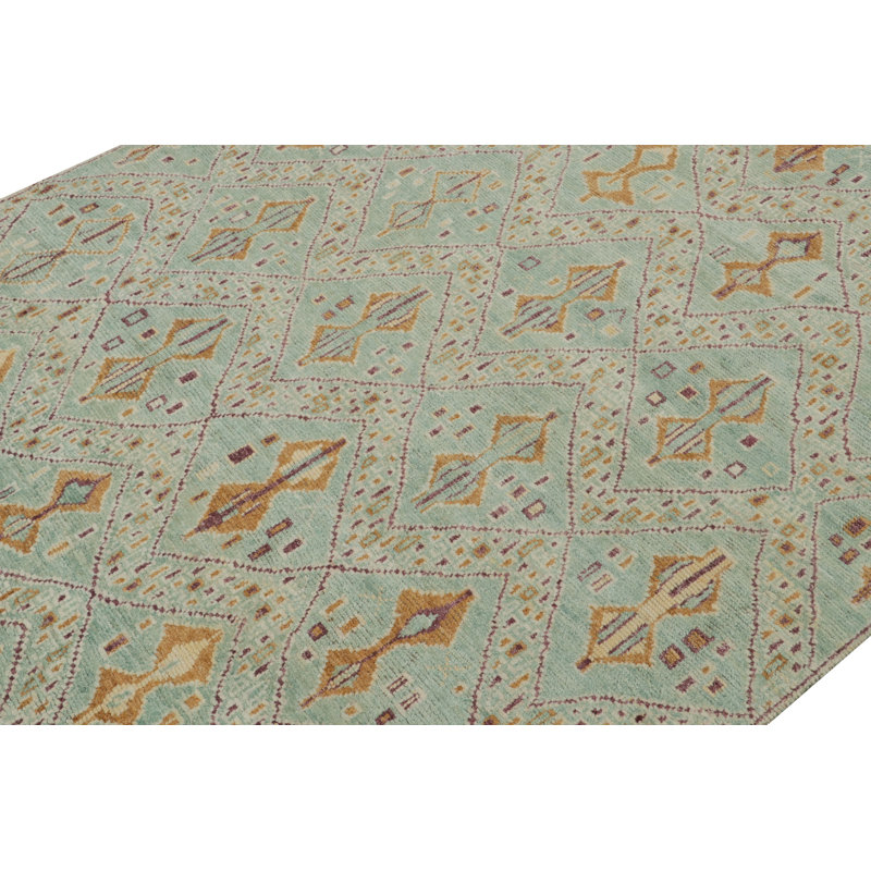 Moroccan Hand Knotted Geometric Area Rug, Rectangle 6' x 8'