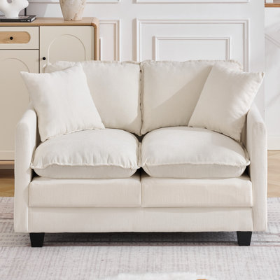 51'' Cloud Loveseat Sofa Couch, Modern 2-Seater Sectional with Deep Seat, 2 Throw Pillows