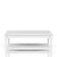 Table basse avec 2 tiroirs de rangement en bois massif blanc et pivotant au design blanc, transitionnel