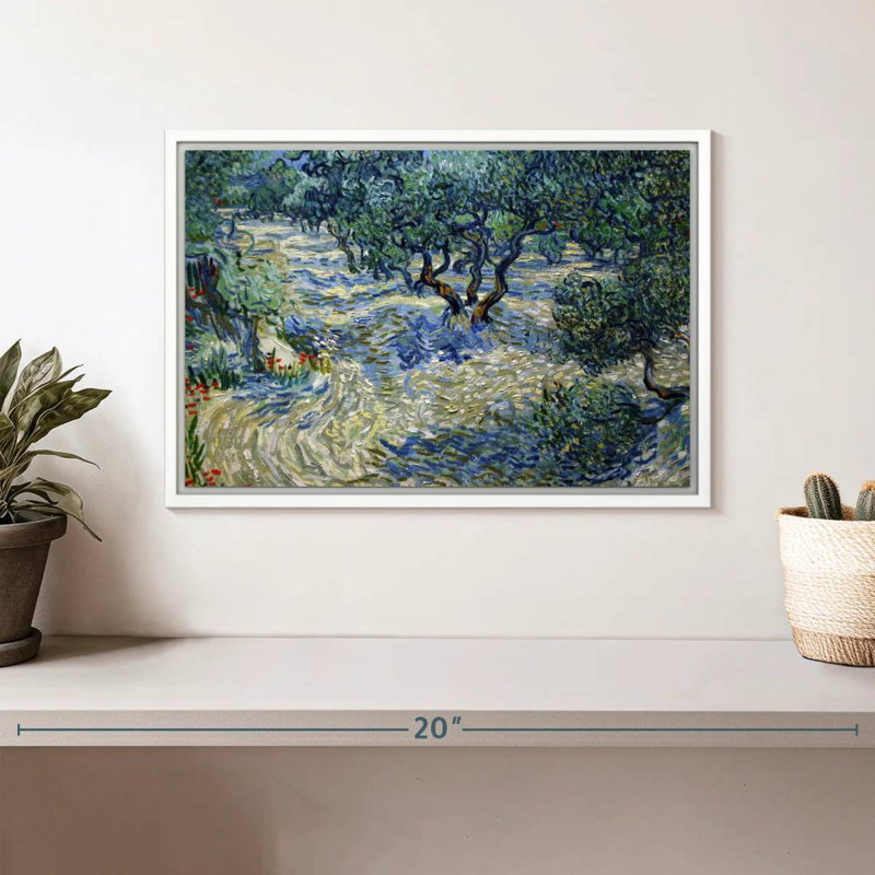 Olive Orchard 1889, Floating Frame White, 13" X 9"
