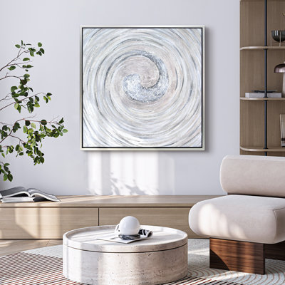 «Silver Swirl Textured Metallic» par Martin Edwards - cadre flottant, reproduction d'art sur toile