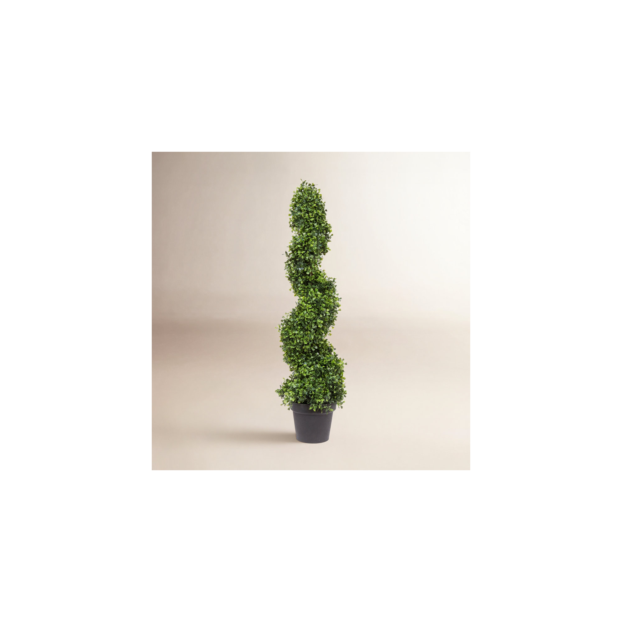 Artificial Potted Green Boxwood Spiral Tree, 36" H x 9" W x 9" D