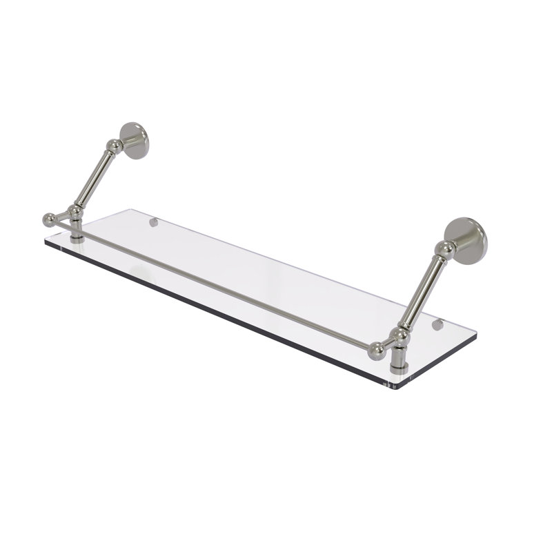 Tablette flottante Dalston avec barre de galerie, Nickel satiné, H 8 po x l 30 po x P 8,6 po