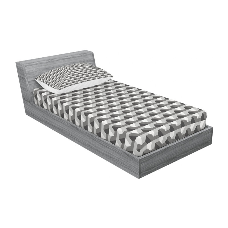 Microfiber Geometric Sheet Set, Twin Sheet Set with Fitted Sheet