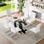 7-Piece Glass Top Dining Table Sets-2087355600