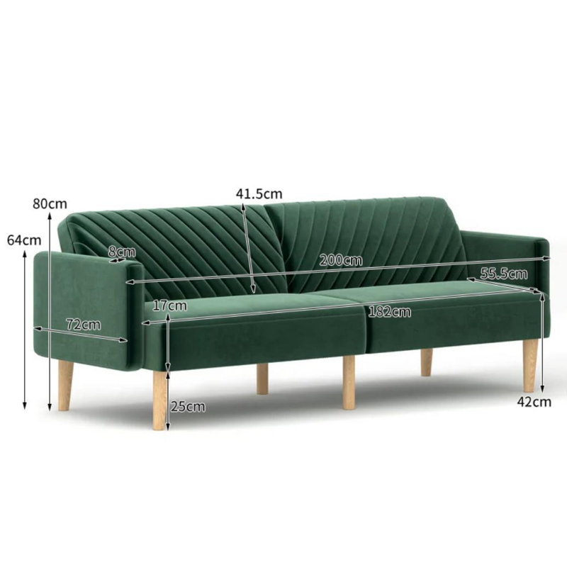 Horka Sofa Bed, Green 100% Linen