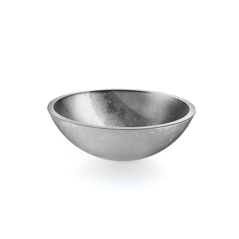 Belfry Bathroom Hadley 425mm L x 4250mm W Glass Circular Sink, Silver