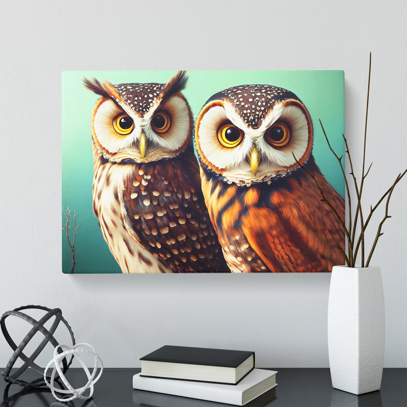 Curious Owls - Wrapped Canvas, 40cm H x 60cm W x 3cm D