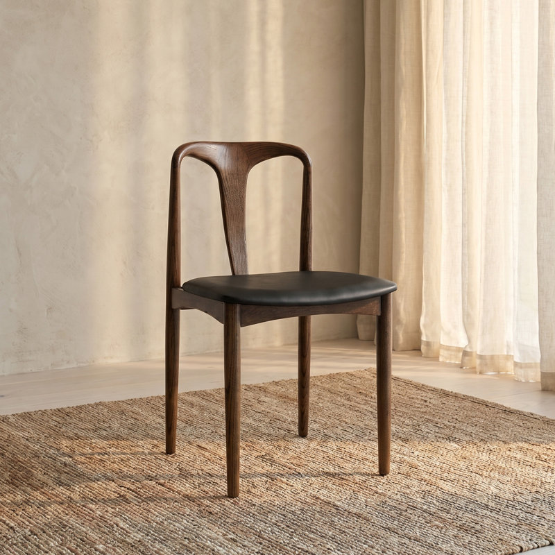 Arco Leather Dining Chair with Solid Wood Frame